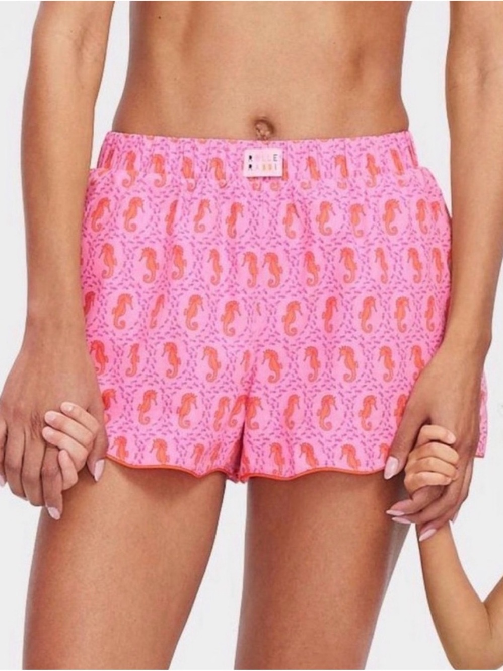 Roller Rabbit Pink & Orange Seahorse Print Sleep Shorts
